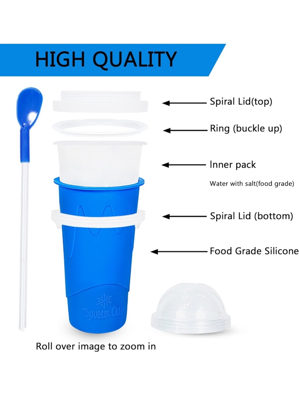 Color Land Slushy Cup, TIK TOK Slushie Maker Cup Frozen Magic Squeeze Cup Blue - Picture 5 of 13